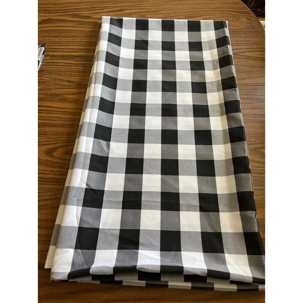 Achim Home Decor black white plaid shower curtain and matching window curtain